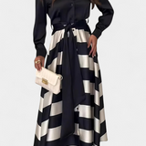 Abito Camicia Lungo a Righe con Cintura