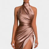 Katarina Abito Halter con Drammatico Spacco Laterale