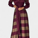 Abito Camicia Lungo a Righe con Cintura