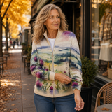 Marlowe | Cardigan con chiusura lampo paesaggio di cardo