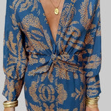 Ema - Maxi Abito con Scollatura a V e Nodo Frontale