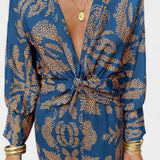 Ema - Maxi Abito con Scollatura a V e Nodo Frontale