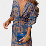Ema - Maxi Abito con Scollatura a V e Nodo Frontale