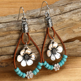 Orecchini Boho in Argento con Fiori e Turchese