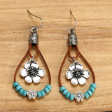 Orecchini Boho in Argento con Fiori e Turchese