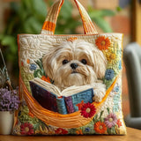 Borse Fatte a Mano - Shih Tzu con Libri e Fiori