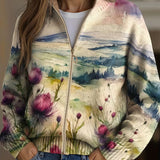 Marlowe | Cardigan con chiusura lampo paesaggio di cardo