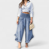 Pamela - Pantaloni in lino con pieghe