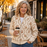 Vivienne | Cardigan con zip e motivo floreale