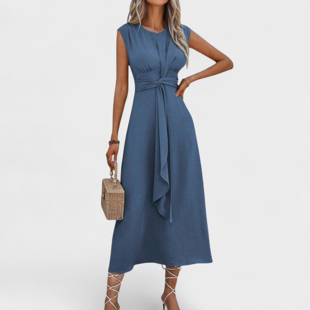 Andrea - Elegante abito lungo senza maniche con scollatura rotonda