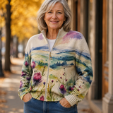 Marlowe | Cardigan con chiusura lampo paesaggio di cardo