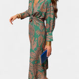 Ema - Maxi Abito con Scollatura a V e Nodo Frontale