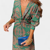 Ema - Maxi Abito con Scollatura a V e Nodo Frontale