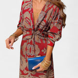 Ema - Maxi Abito con Scollatura a V e Nodo Frontale