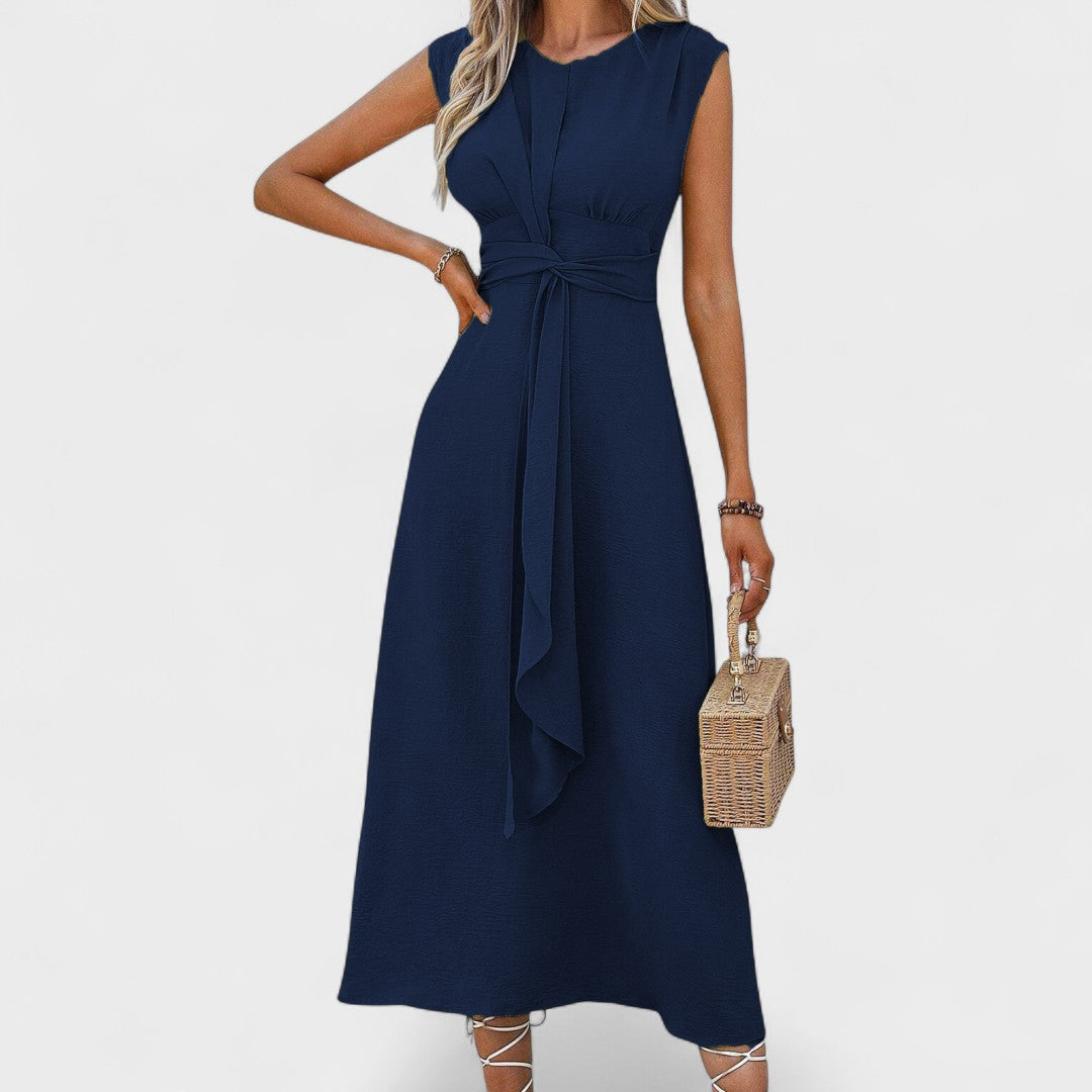 Andrea - Elegante abito lungo senza maniche con scollatura rotonda