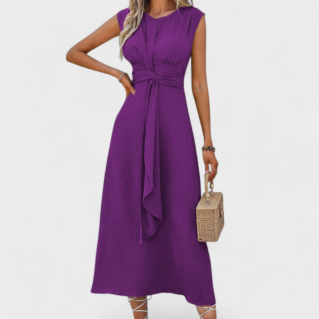 Andrea - Elegante abito lungo senza maniche con scollatura rotonda