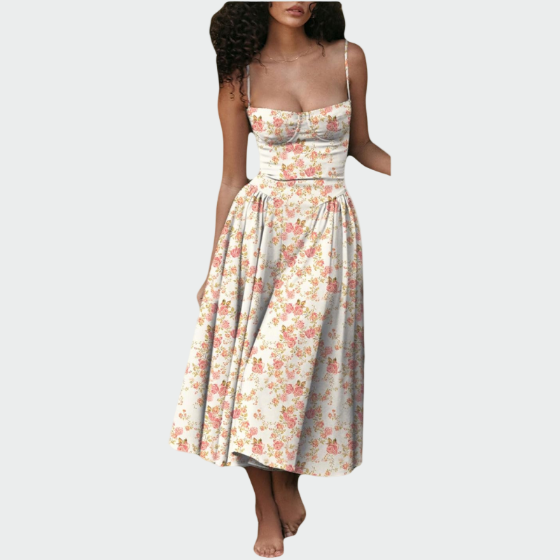 Abito Maxi in Satin con Spalline Sottili