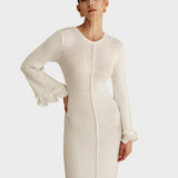 Adela - Vestito a maglia con volants e ricamo