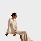 Adela - Vestito a maglia con volants e ricamo