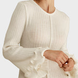 Adela - Vestito a maglia con volants e ricamo