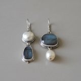 Orecchini Vintage Plave Kamene con Perle