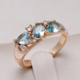 Anello Vintage Elegante Blu in Oro con Zirconi