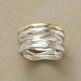 Anello vintage in oro e argento vuoto