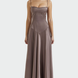 Abito Maxi in Satin con Spalline Sottili