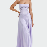 Abito Maxi in Satin con Spalline Sottili