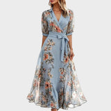 Nika - Abito midi floreale con scollatura a V