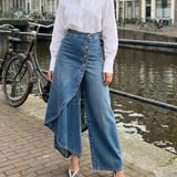 Lada - Pantaloni in denim larghi con bottoni