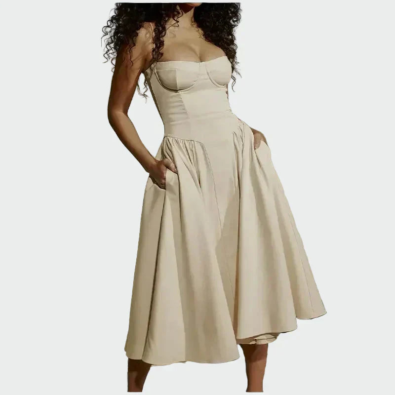 Abito Maxi in Satin con Spalline Sottili