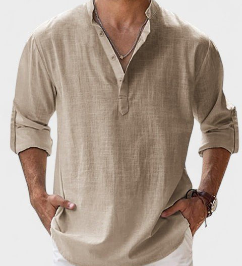 Aege - Camicia da uomo con maniche lunghe
