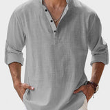 Aege - Camicia da uomo con maniche lunghe
