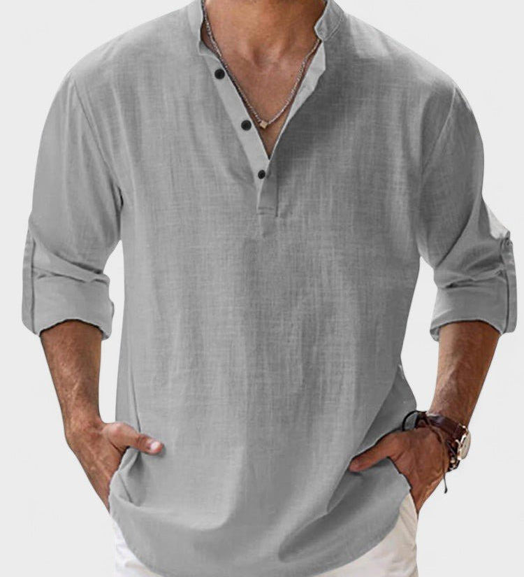 Aege - Camicia da uomo con maniche lunghe