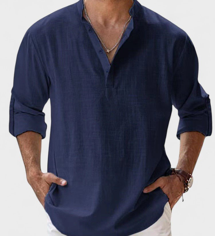 Aege - Camicia da uomo con maniche lunghe