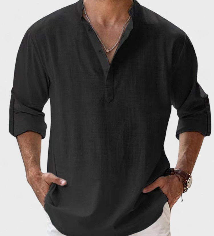Aege - Camicia da uomo con maniche lunghe