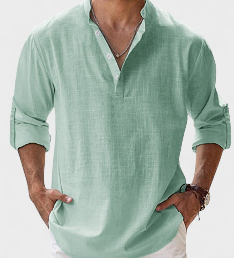 Aege - Camicia da uomo con maniche lunghe