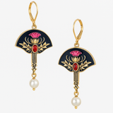 Orecchini Boho con Perla e Cristallo Rosso