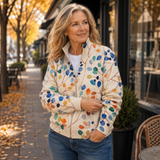 Delphine | Cardigan con zip a tema foglie botaniche