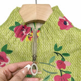 Margot | Gilet zip floreale rosa su sfondo verde lime
