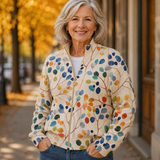 Delphine | Cardigan con zip a tema foglie botaniche