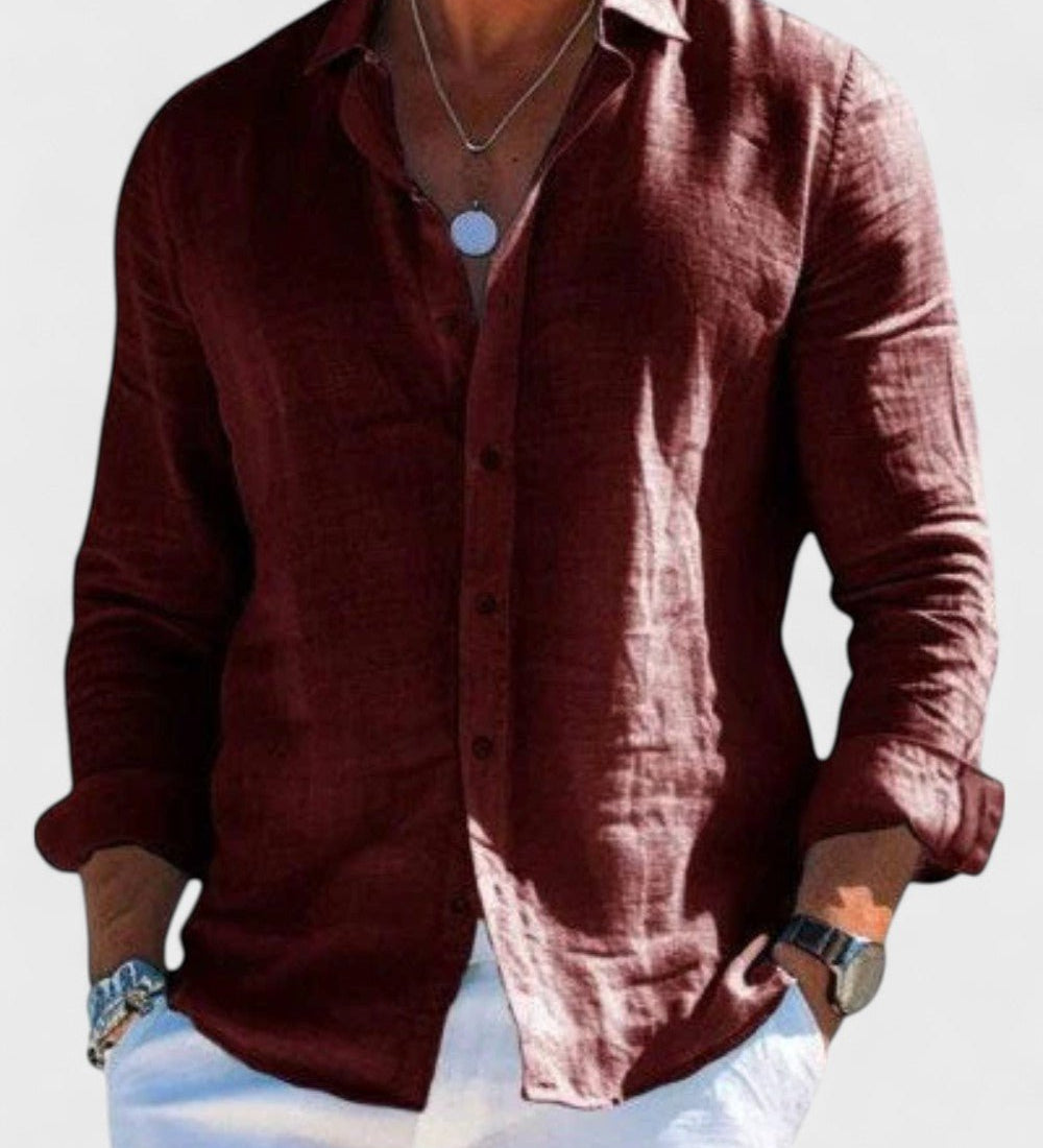 Dennis - Camicia casual in tessuto di lino per uomo