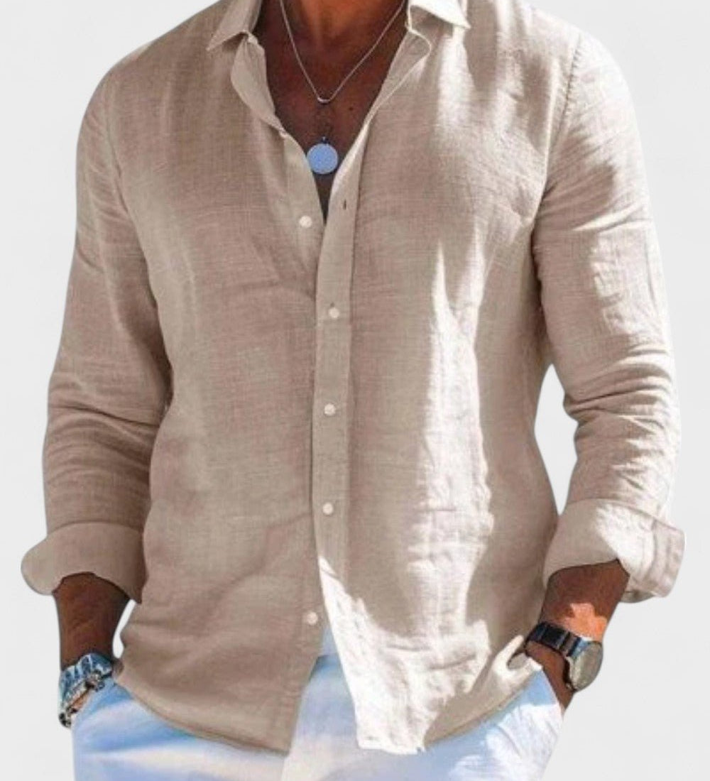 Dennis - Camicia casual in tessuto di lino per uomo