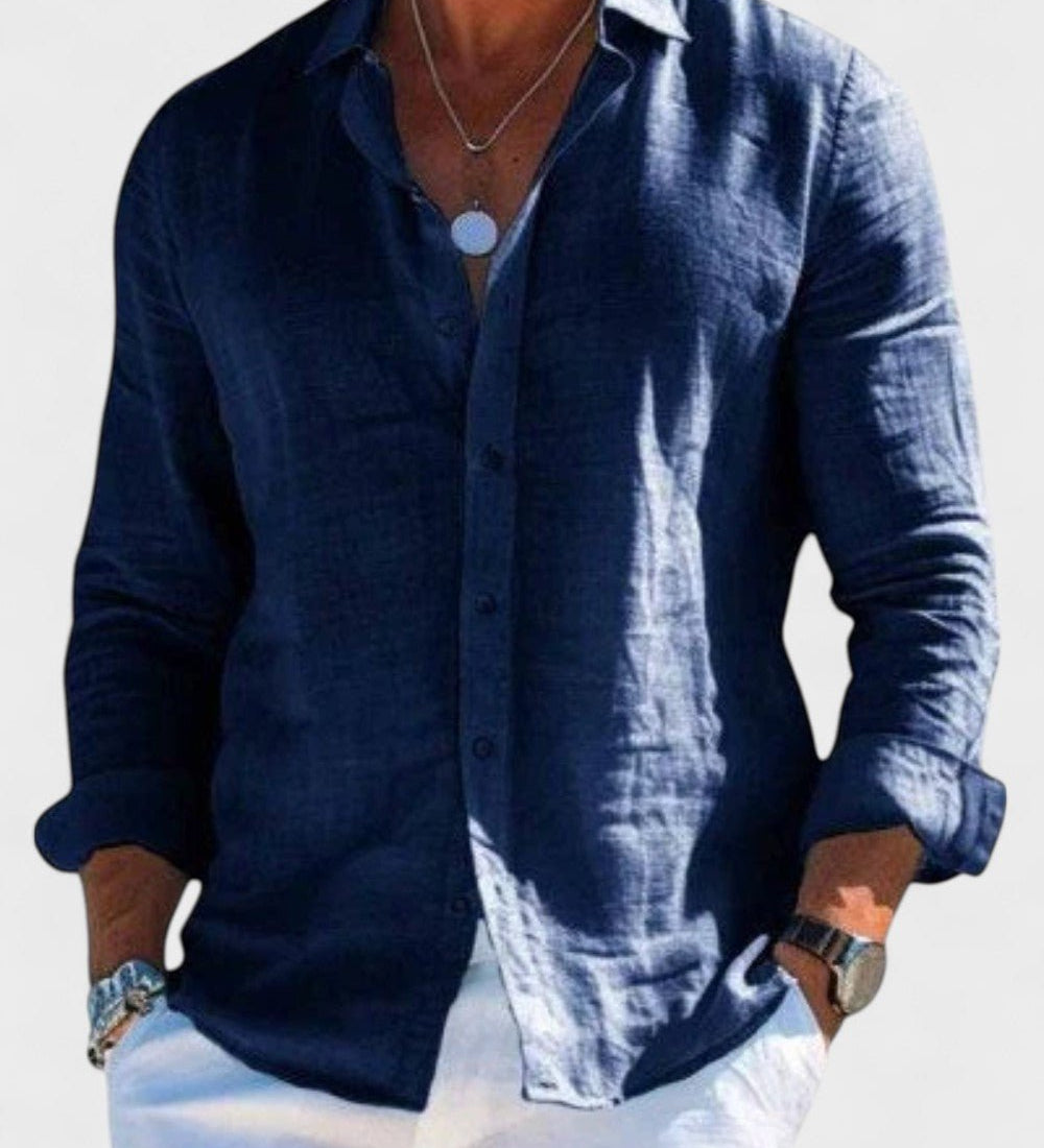 Dennis - Camicia casual in tessuto di lino per uomo