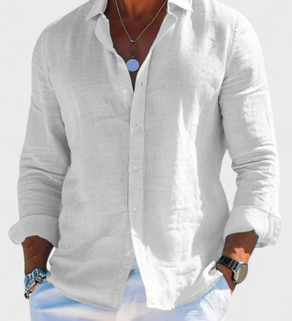 Dennis - Camicia casual in tessuto di lino per uomo