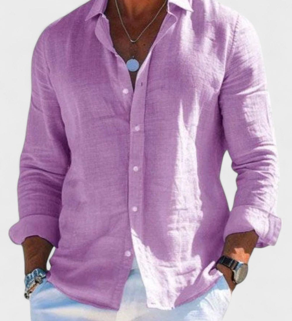 Dennis - Camicia casual in tessuto di lino per uomo