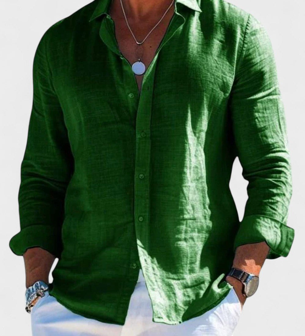 Dennis - Camicia casual in tessuto di lino per uomo