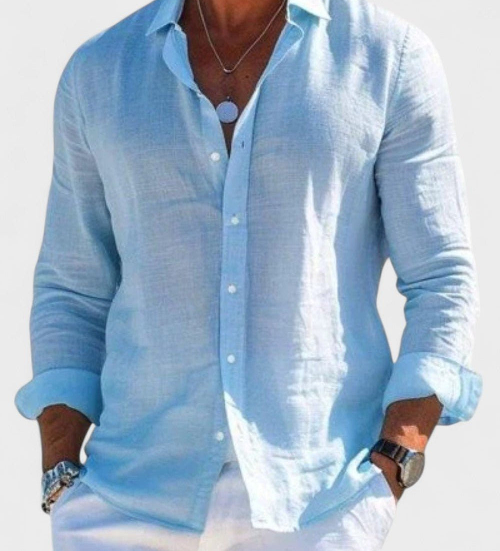 Dennis - Camicia casual in tessuto di lino per uomo
