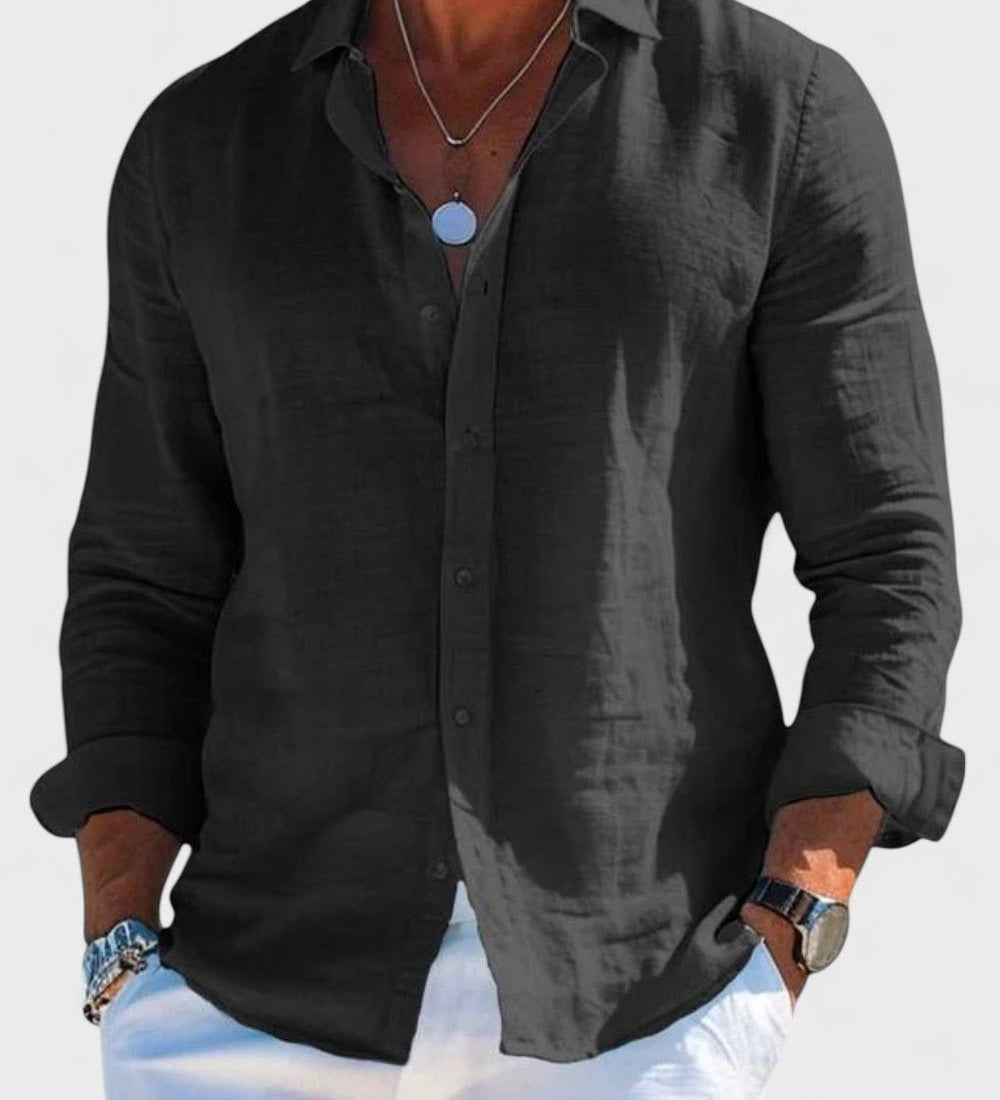 Dennis - Camicia casual in tessuto di lino per uomo